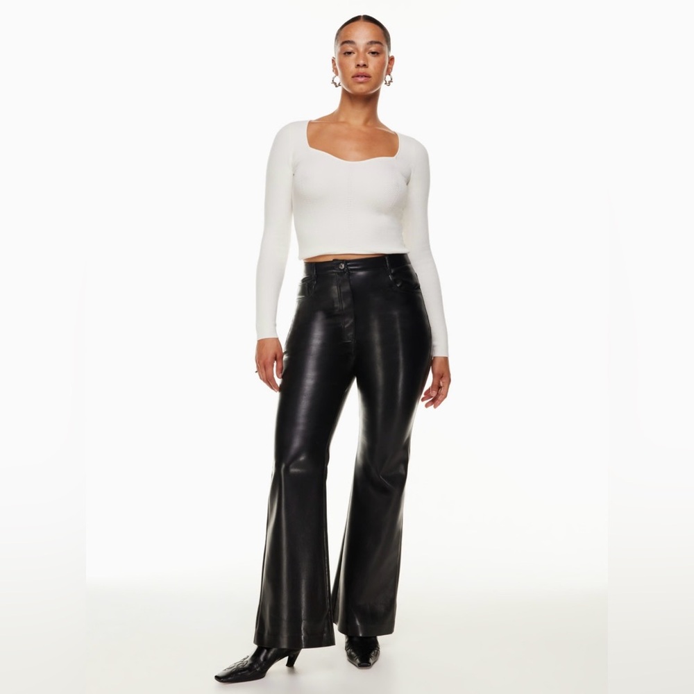 Aritzia Wilfred‎ The Melina Flare Vegan Leather High-Rise Pants in Black Size 2